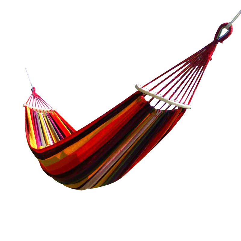 Fuhua lienzo transfronterizo arco iris hamaca anti-rollback swing simple doble hamaca al aire libre camping con patos doblados
