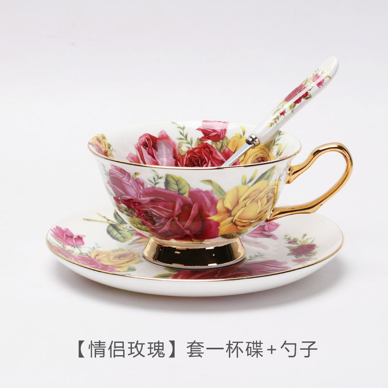 Traje de taza de Café de China de hueso de estilo europeo juego de té de la tarde dibujo exquisito de alta gama juego de té de flores de oro traje caja de regalo