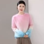 渐变圆领保暖长袖羊毛衫