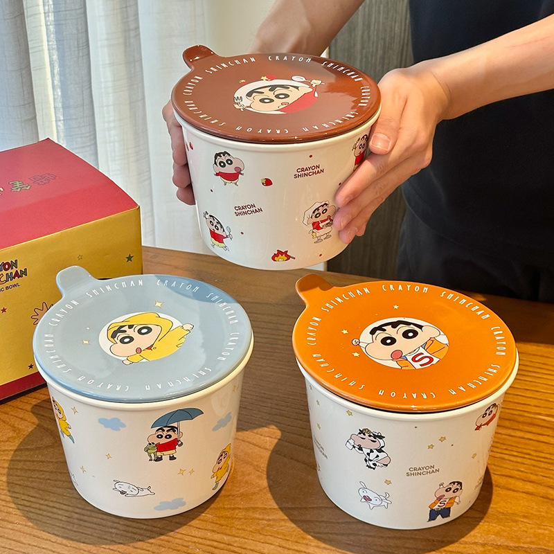 クレヨンしんちゃんセラミックインスタントラーメンボウルホーム新2025高価値カップル大スープヌードルボウル女性ギフトお土産|undefined