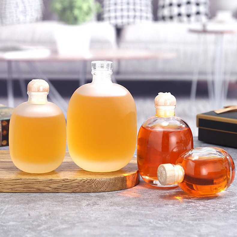 新款500ml玻璃白酒瓶密封果酒瓶飲料瓶磨砂青梅酒瓶家用自釀酒瓶