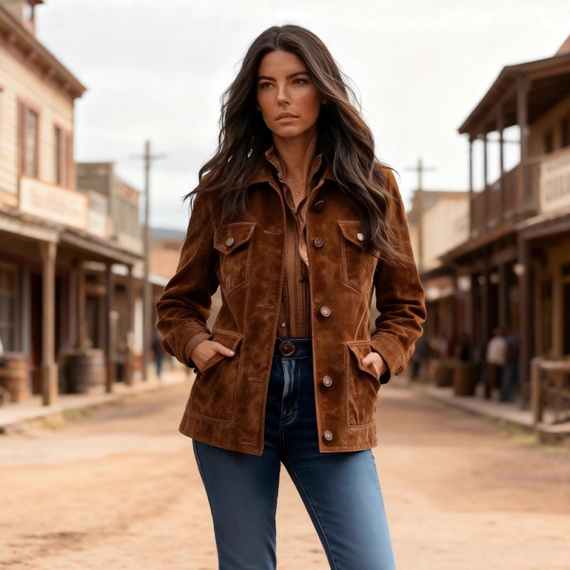 In-Stock Cross-Border European Size Women's Retro Suede Multi-Pocket Lapel Jacket Brown Autumn Winter Women's Coat In-Stock Cross-Border European Size Women's Retro Suede Multi-Pocket Lapel Jacket Brown Autumn Winter Women's Coat