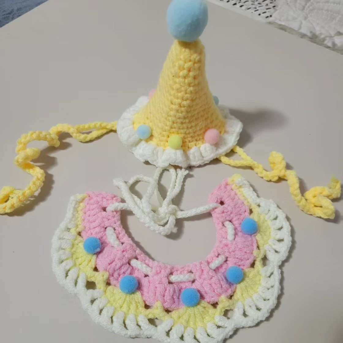 Товары для домашних животных, шляпа на день рождения, головные уборы, шапка ручной работы из чистой шерсти, вязанная крючком, заколка для волос, вязанная крючком заколка BB, прямая продажа с фабрики