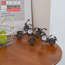 铁艺工艺品哈雷钟表摩托车模型摆件美式金属复古客厅卧室创意摆件