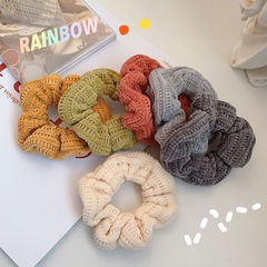 Autumn/Winter Retro Knitted Large Bow Hair Tie for Women, Sweet and Simple Headband, Korean Influencer Style, Round Bun Accessory
