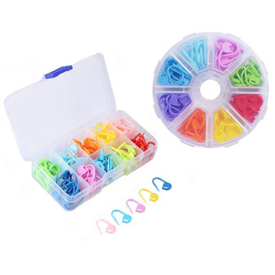 Cross-Border 10-Grids 120-Piece Boxed Plastic Small Safety Pins, Safety Pins, Marker Buckles, Sweater Knitting Tools DIY Materials