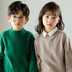 Winter and Spring New Men and Women Unisex Children's Knitwear Cashmere Sweaters Half-Neck Medium and Large Children's Wool Sweaters Wholesale