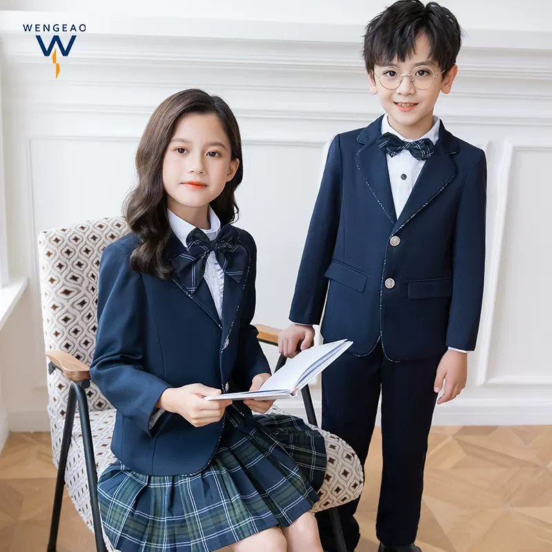 小学生班服冬季校服英伦风幼儿园园服儿童加绒西装套装表演服外套