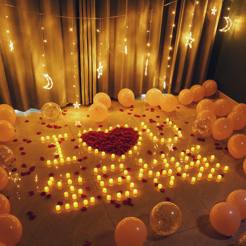 Chinese Valentine's Day Proposal Scene Layout Indoor Supplies Confession Confession Sentiment Romantic Birthday Electronic Candle Props Decoration
