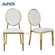 Gold dining chair round back cushion custom stainless steel