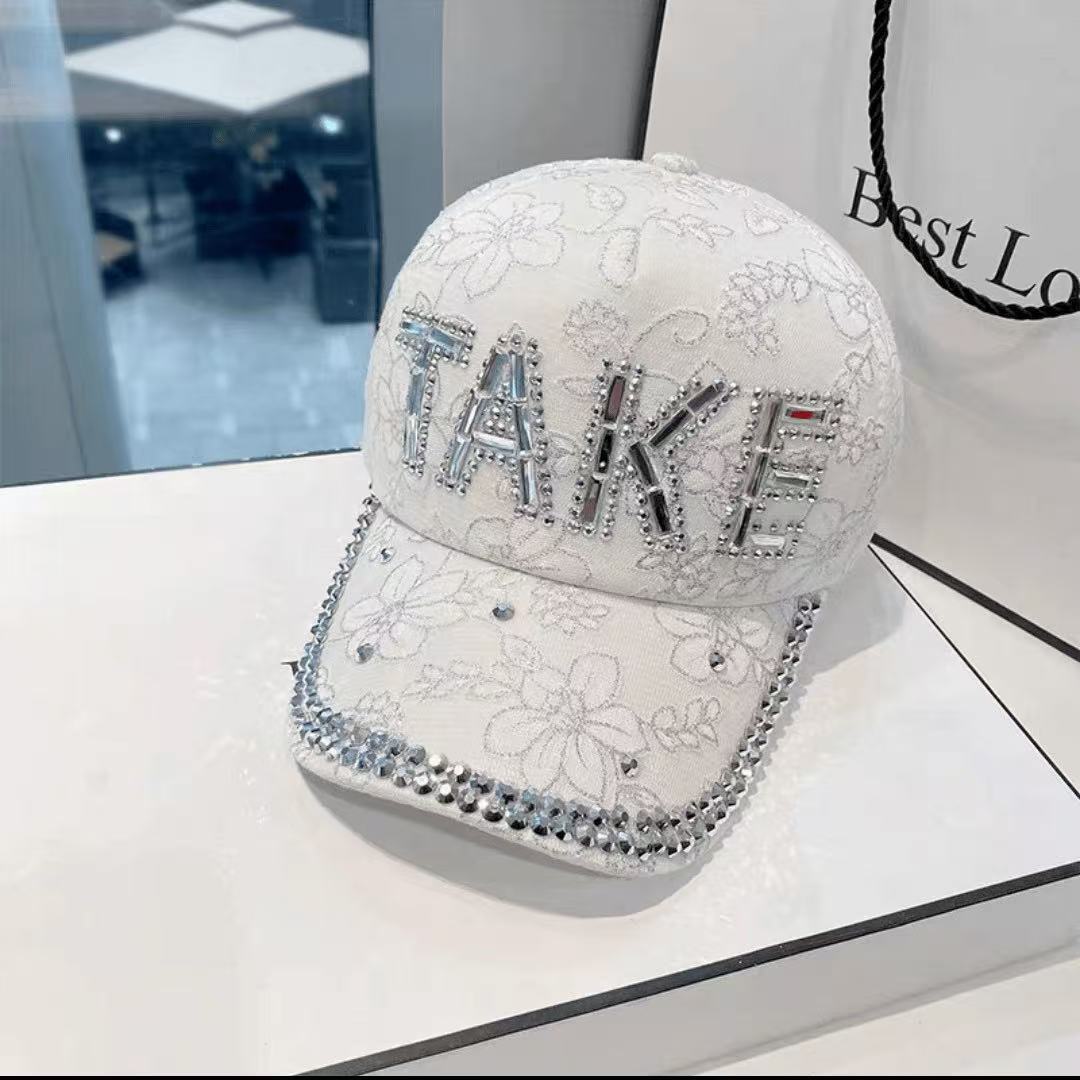 Rhinestone TAKE letra moda gorra de béisbol mujer primavera y verano nueva gorra de béisbol de diamantes de imitación sombrero para el sol de verano moda todo fósforo