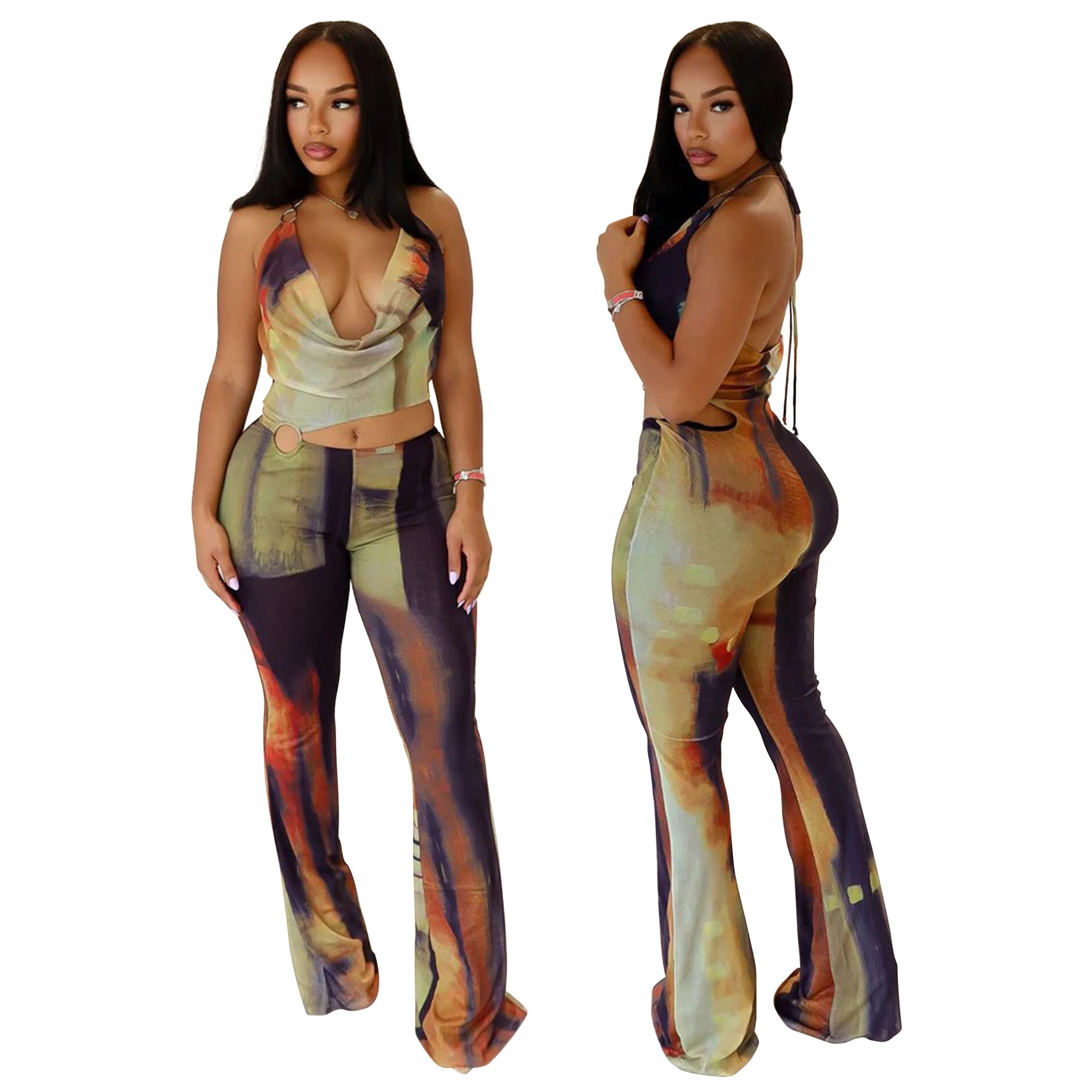 Damen Jumpsuit Mit Neckholder Und Taillengürtel Für Elegante Looks_voghion.com