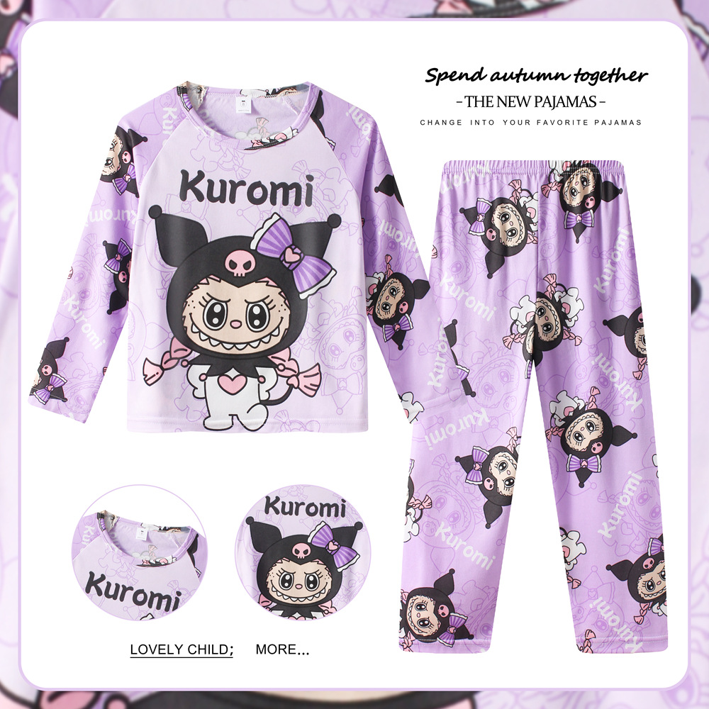 Pijamas de las niñas del sudeste de Asia Primavera y Otoño de manga larga traje de los niños de dibujos animados Linda niña bebé desgaste del hogar otoño desgaste exterior