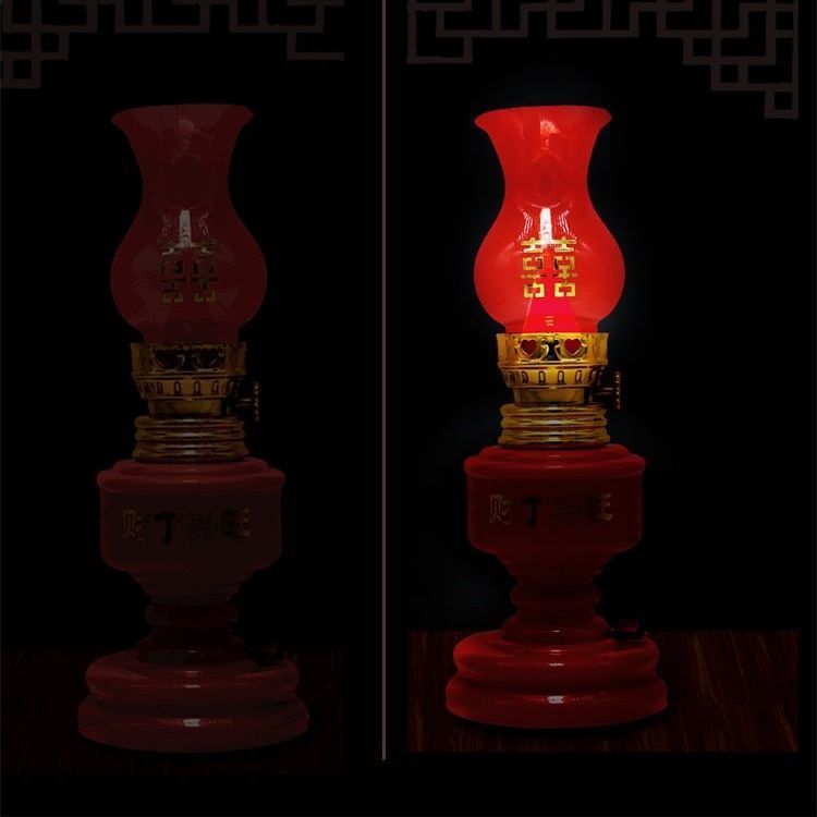 LED入伙新宅双喜对灯结婚房乔迁长明插电子孙灯煤油蜡烛神台式灯