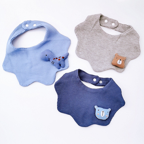 New Korean version ins waffle cotton bib baby saliva towel newborn petal bib baby anti-vomiting