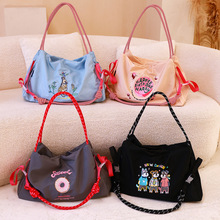 爆款 ball chain 环保刺绣袋购物袋时尚大容量尼龙手提单肩斜挎包