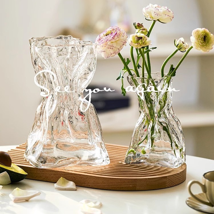 Celebridad en línea ins estilo simple obra de arte florero de vidrio rico bambú flor seca ilustración arreglo floral aumento de agua sala de estar Decoración