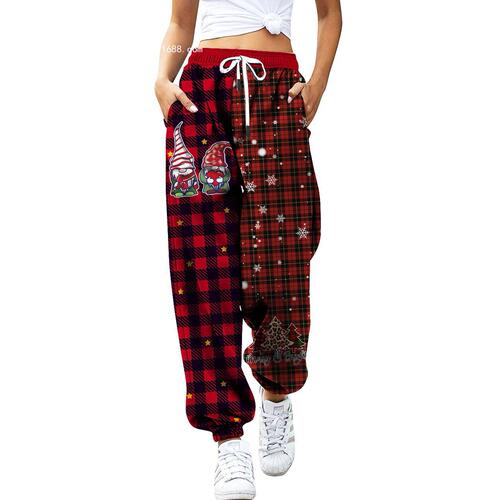  New Cross-border European and American Women's Fashion Christmas Digital Print Loose Casual Sporty Pants for Export Women's Casual Pants