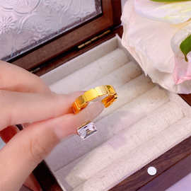 古法沙金十三幺麻将戒指逢赌必赢光面祥瑞龙鳞指环女高级感首饰品