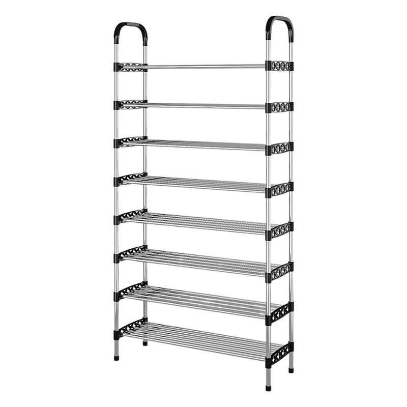 Zapatero simple tubo de acero puerta doméstica estante de almacenamiento de zapatos de varias capas ahorro de espacio para estudiantes alquiler armario de zapatos simple