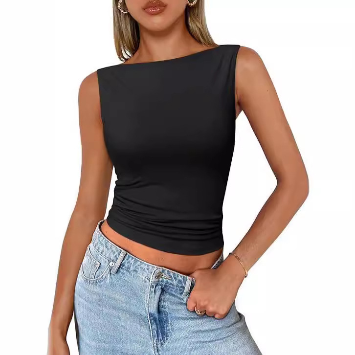 Cross-Border European and American Style Pullover Camisole Sleeveless Hot Girl Outerwear Square Neck Vest Women's Dopamine Top