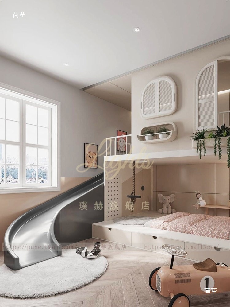 Villa-Style Princess Bed, Luxury Castle Bed, Simple Treehouse Bed, Solid Wood High and Low Bed, Bunk Bed