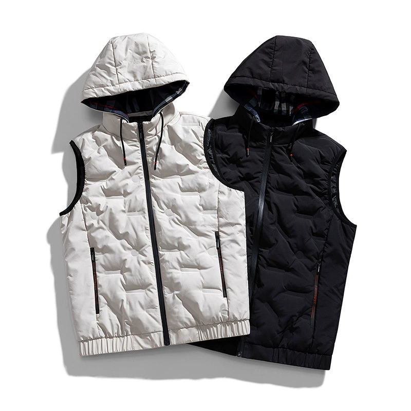 Warm long-sleeve, down jacket, keep warm vest for leisure with hood sleevless
