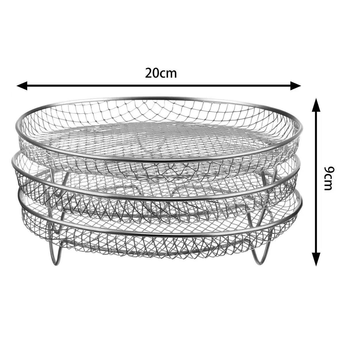 Freidora de aire accesorios cuadrados de tres capas apilados de malla de acero inoxidable 304 rejilla de deshidratación parrilla hogar Cross-Border Grill NINJA