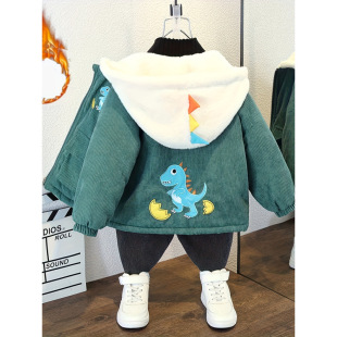 D 66398 Boys' fleece hooded cotton coat ��ͯ�ӽq�Bñ�޷�