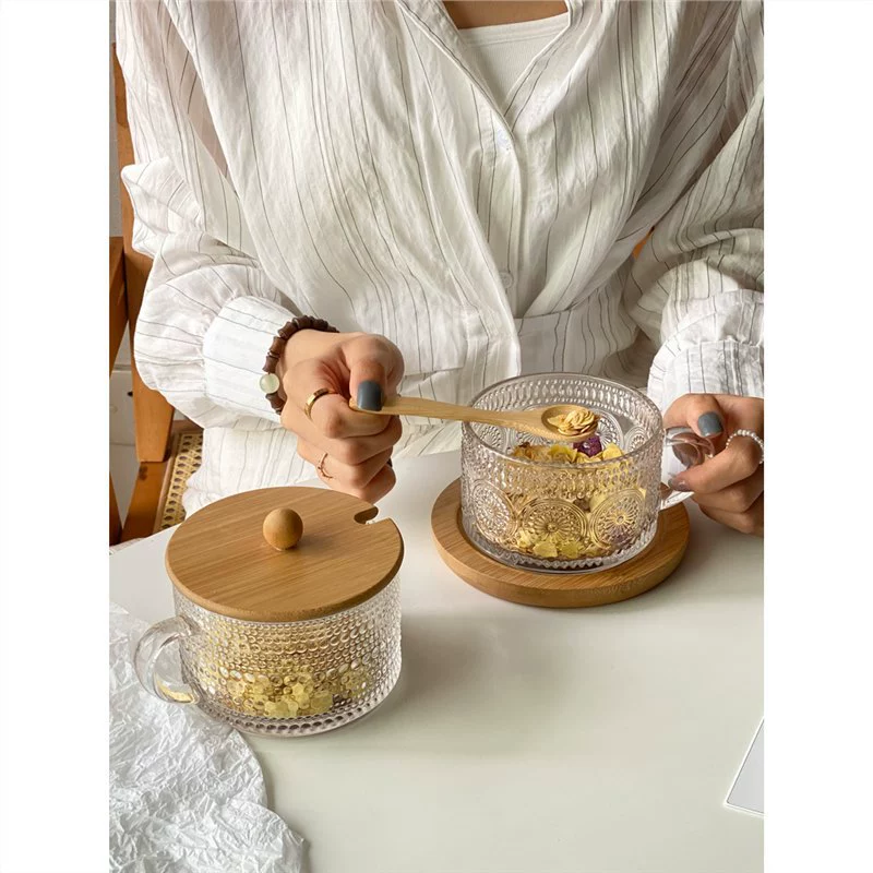 Dessert fruit glass bowl for home use, sandbag for elementary school students, bag, Korean style