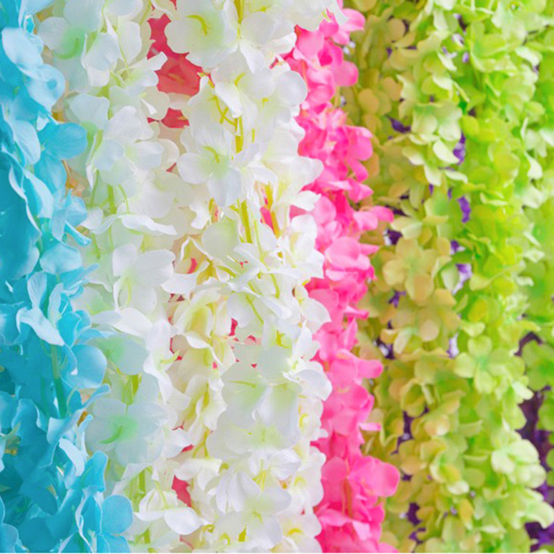 Cadena de hortensia artificial Flor de Orquídea Cadena de flores flor colgante de pared Flor de seda flor falsa Flor de ratán boda flor falsa flor decorativa