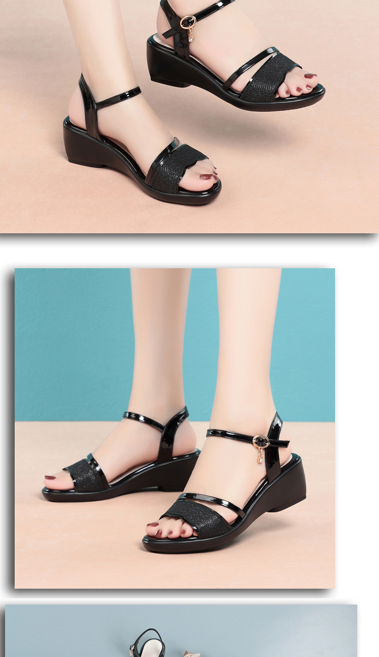 Sandal cao gót nữ quai ngang gót nêm dày thoải mái, phù hợp chân to cỡ lớn 35–43 — Bạc (Mẫu gót nêm 2218-2) chi tiết 15