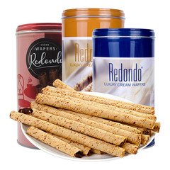 Indonesian imported Redondo brand waffle roll heart-shaped crisp cookies, vanilla chocolate flavor 150g/creamy crispy