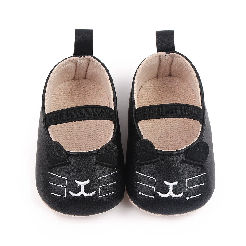 Children's cartoon footwear for early age girl's, polyurethane shoes for princess, 0-1 years, soft sole
