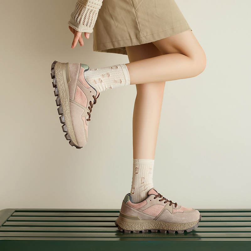 Zapatos antiguos León Deng Aegum mujeres 2025 nuevo otoño retro retro de suela gruesa zapatos de entrenamiento deportivo de montaña casual zapatos