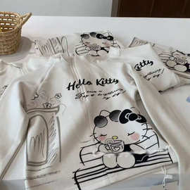 童装女童德绒打底衫2025新款中大童女孩可爱卡通长袖保暖衫上衣女