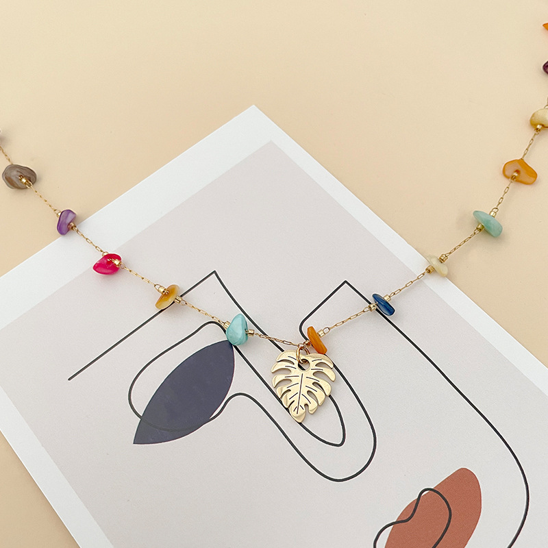 Fashion Leaves Stainless Steel Plating Pendant Necklace 1 Piece