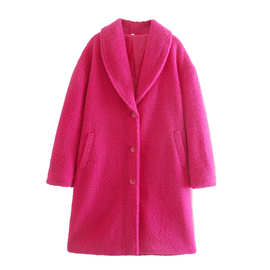 2025外贸跨境欧美女装羊羔毛宽松中长款大衣外套  1932