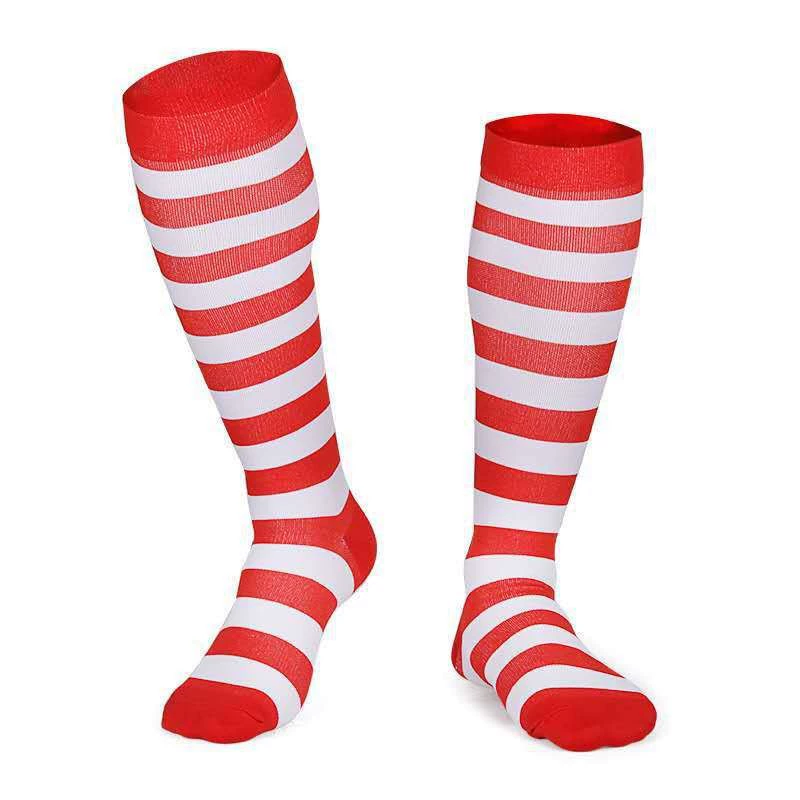 Compression Running Socks, Unisex Jacquard Knee-High Socks, Multiple Patterns, S/M & L/XL