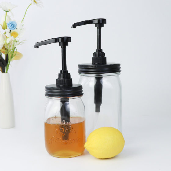 Hot Sale 10CC Jam Pump Syrup Pump Food Dispenser Standard Mason Cover Press Type Stainless Steel Mason Cover Sugar