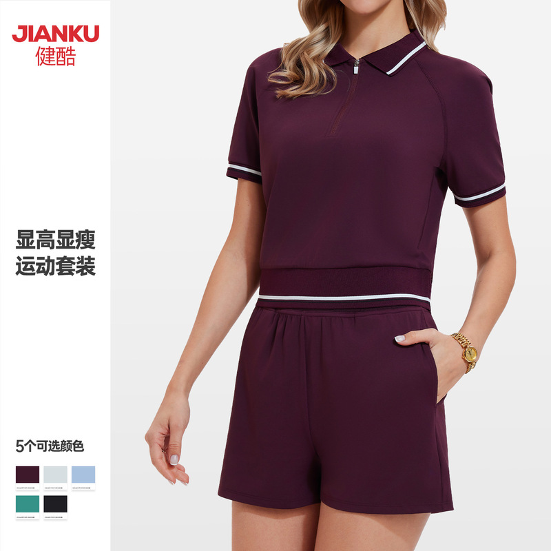 Cross-Border New Style Casual Tennis Wear for Women, Loose Breathable Polo Shirt with Lapels, Outdoor Training Golf Sports Suit