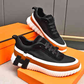 夏季真皮透气休闲运动鞋男鞋舒适透气跑步鞋男士网面拼接旅游鞋潮