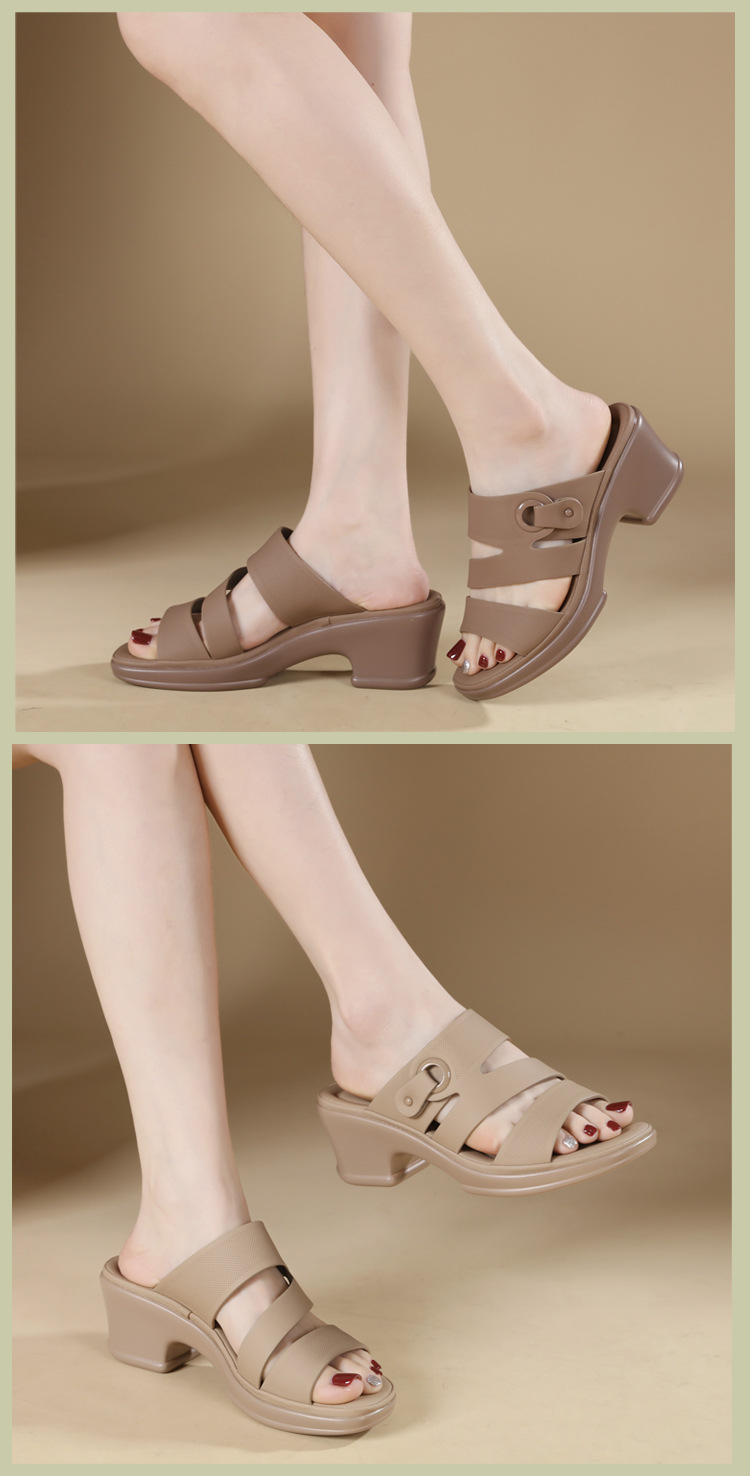 Dép sandal nữ quai chữ V đế xuồng đục lỗ thoáng khí, đế mềm chống trượt — màu nâu, màu đen, màu mơ chi tiết 6