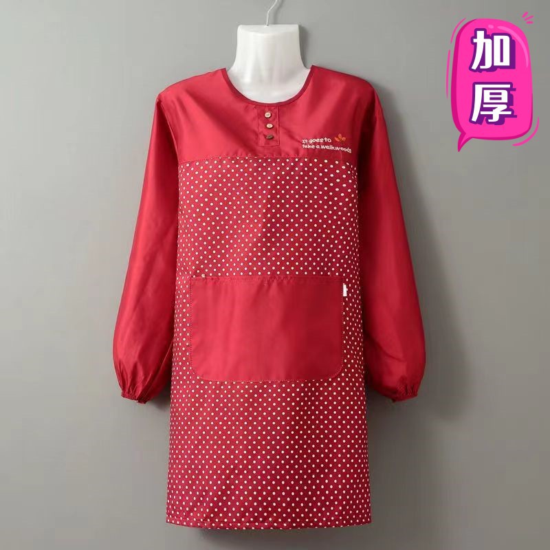 8587 쓰리버튼 피치 도트 블라우스-대추레드