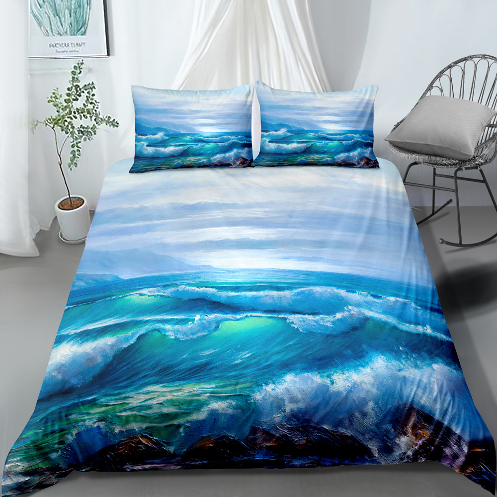 New Wave Three Piece Set with No Bed Sheet, Quilt Pillow Cover, Bedding Products Can be Ordered in Batch_voghion.com