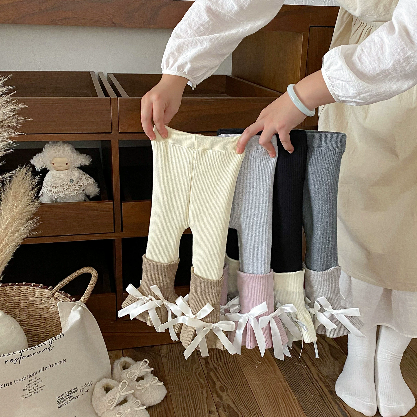 Демисезонные утепляющие woolen брюки для девочек раннего возраста, леггинсы, западный стиль