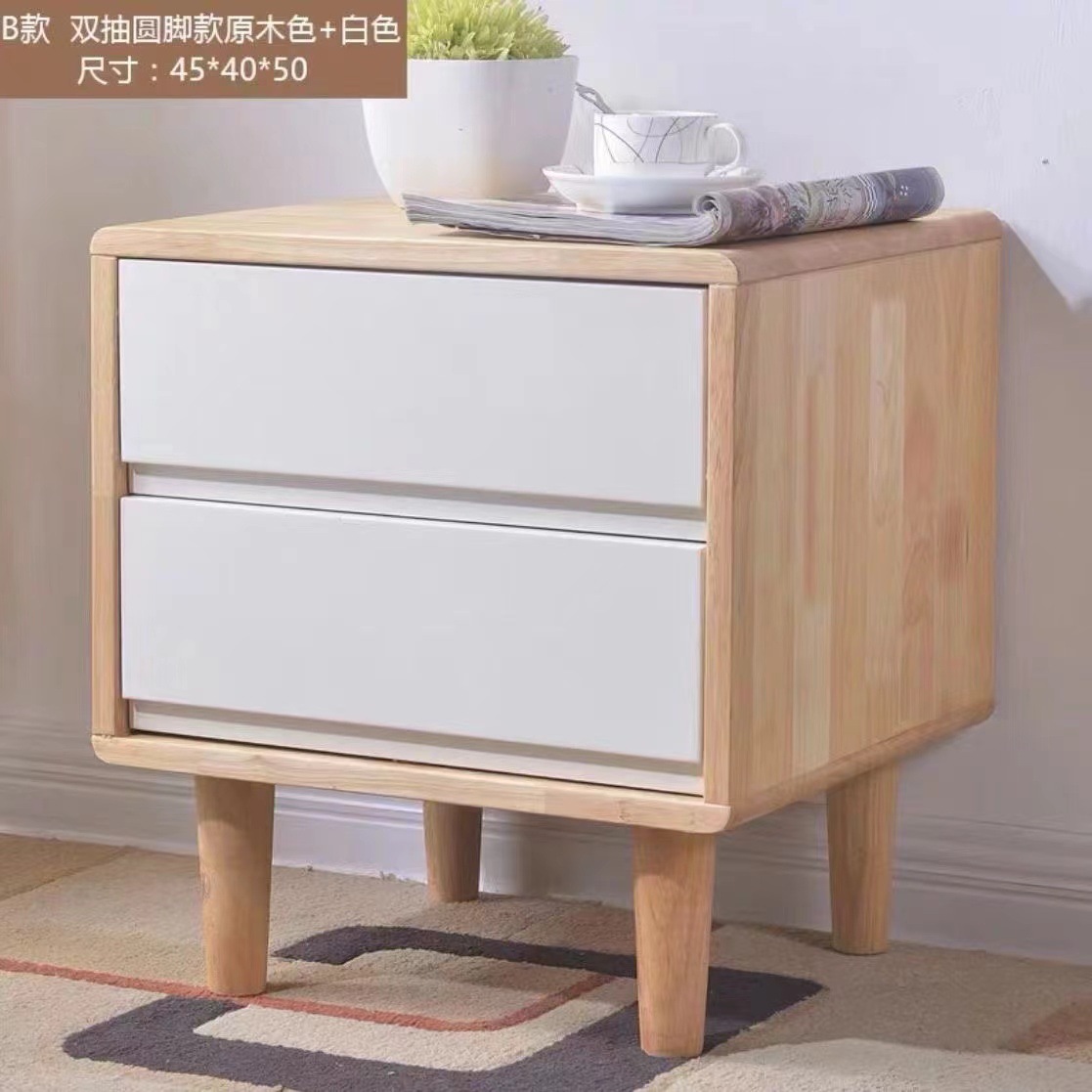 Dormitorio nórdico de madera sólida cabecera de cama gabinete de lado de la cama moderno simple tronco armario de almacenamiento con cajón armario de almacenamiento