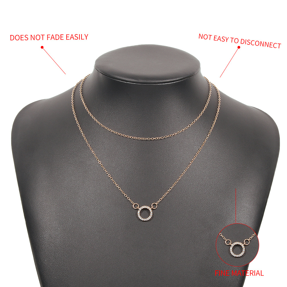 Simple Double Diamond Circle Necklace Wholesale Nihaojewelry display picture 6