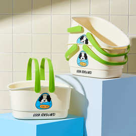 云朵小狗提手浴篮加厚塑料筐浴室收纳洗漱用品筐家用大容量洗衣篮