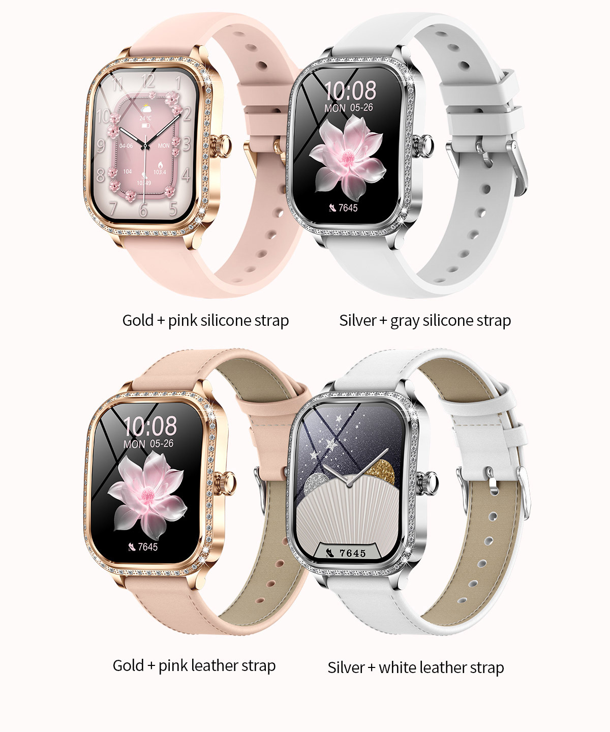 Smartwatch For Women Heart Rate And Blood Pressure Fitness Tracker_voghion.com